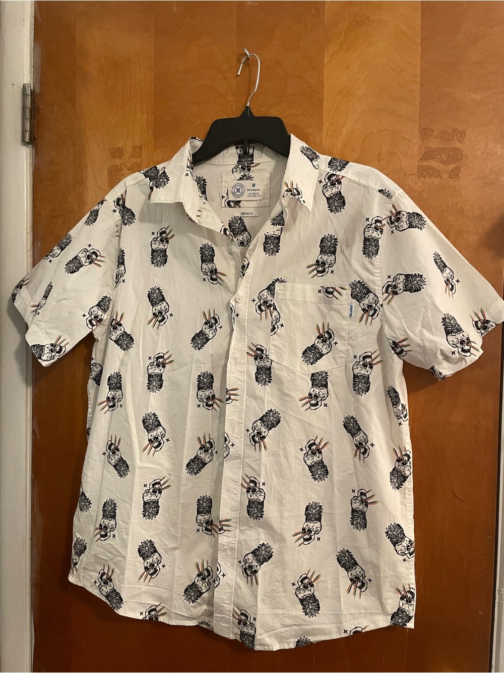 Rainbow Skull Pineapple Pride Collection White Casual Button Up